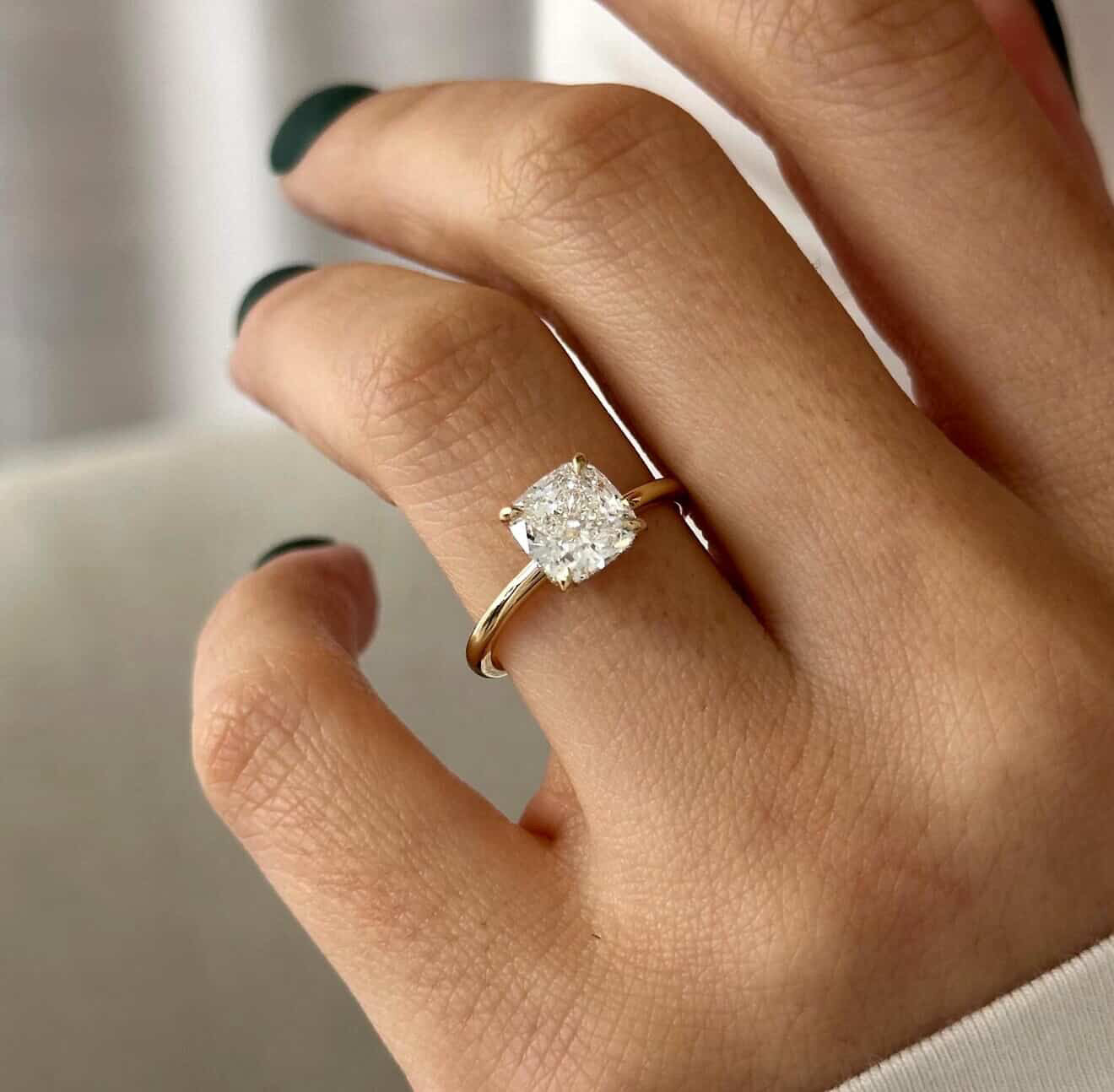 2.0 Ctw Cushion-Cut Solitaire Diamond Ring in 14K Gold