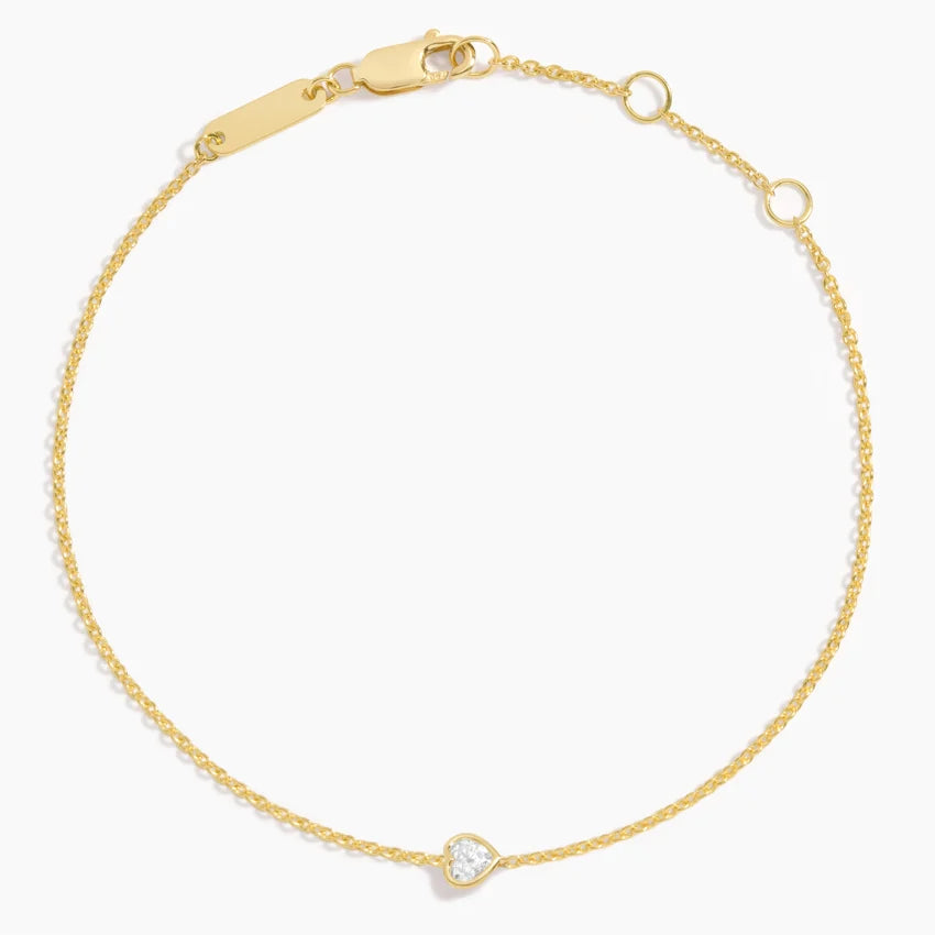 Heart Diamond Bezel Bracelet in 14K Yellow Gold