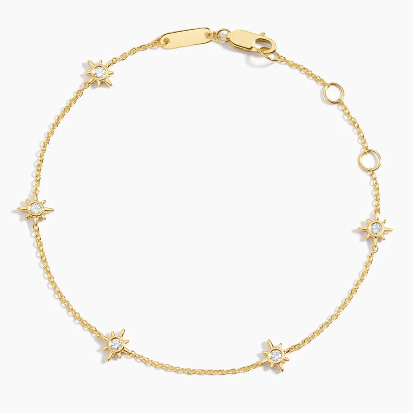 Starburst Diamond Station Bracelet in 14K Gold