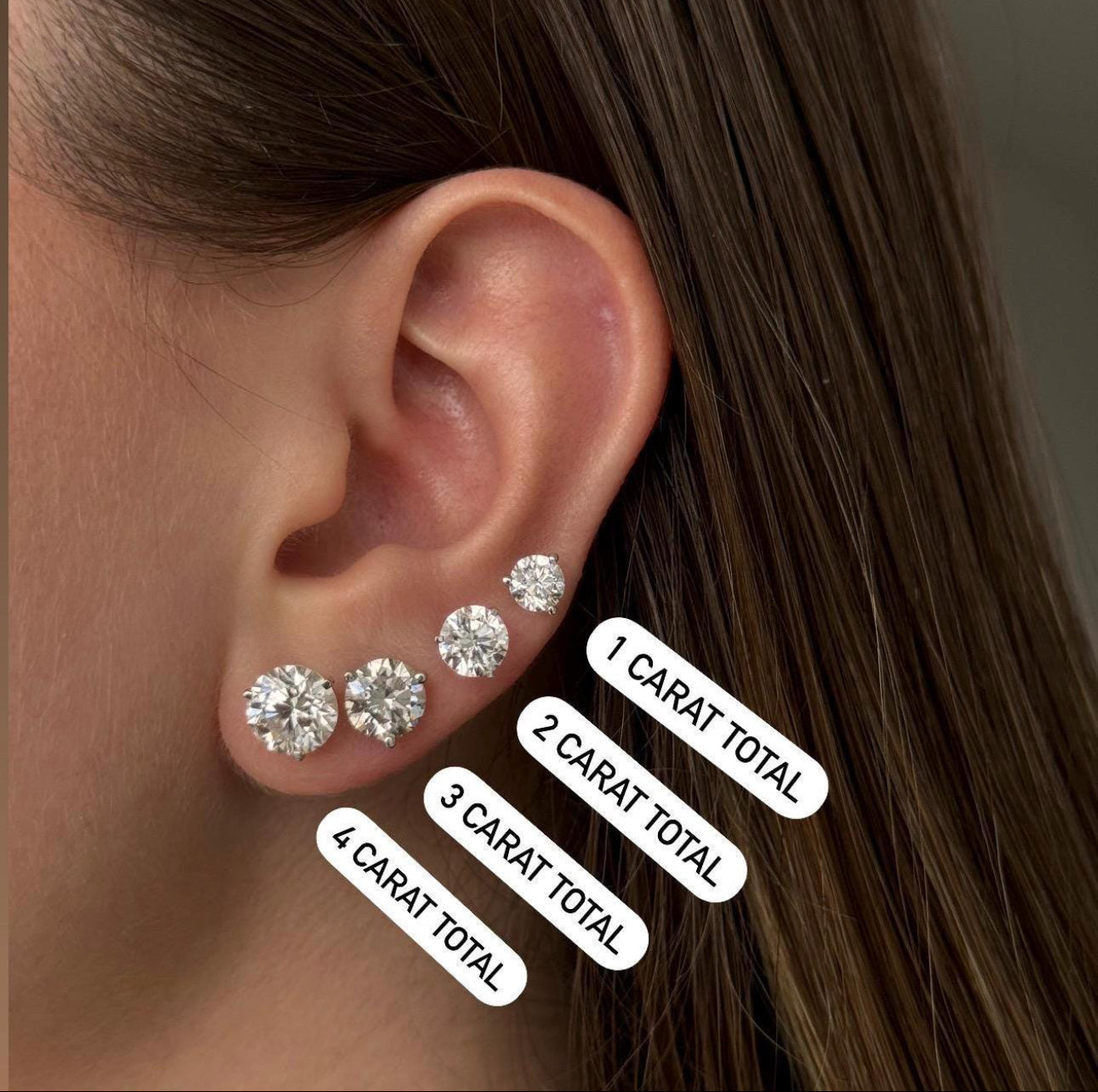 1 Ctw Round-Cut Solitaire Stud Earrings in 14K Gold