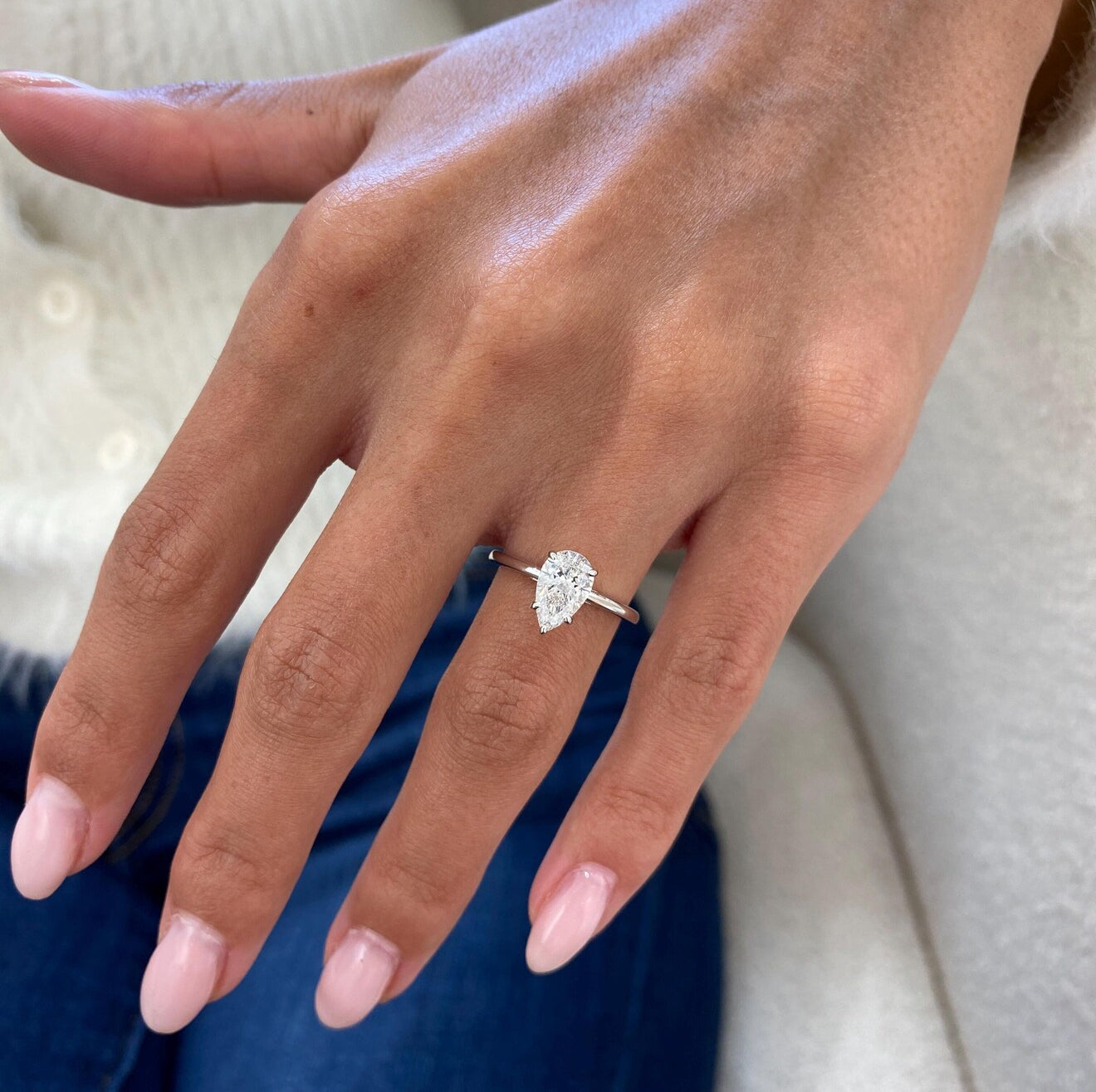 1.0 Ctw Pear-Cut Solitaire Diamond Ring in 14K Gold