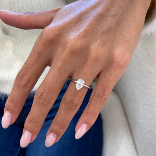 1.0 Ctw Pear-Cut Solitaire Diamond Ring in 14K Gold