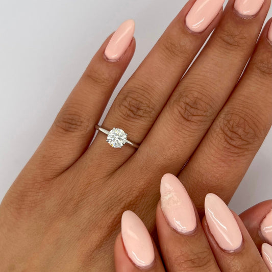 1.0 Ctw Round-Cut Solitaire Diamond Ring in 14K Gold