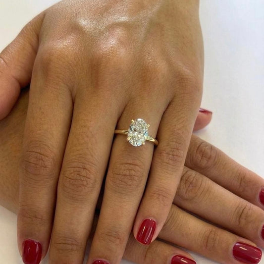 2.0 Ctw Oval-Cut Solitaire Diamond Ring in 14K Gold