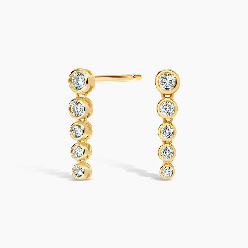 Bezel Diamond Tennis Earrings in 14K Gold