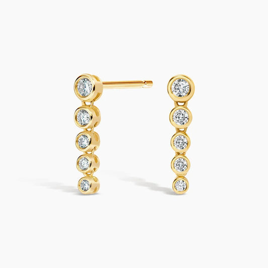Bezel Diamond Tennis Earrings in 14K Gold