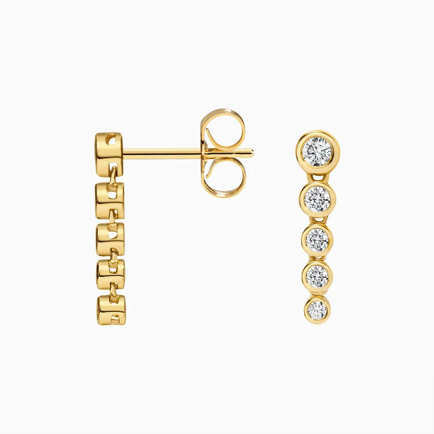 Bezel Diamond Tennis Earrings in 14K Gold