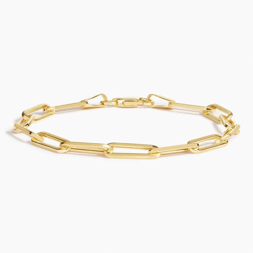 Lightweight Paperclip Chain Bracelet in 14K Gold