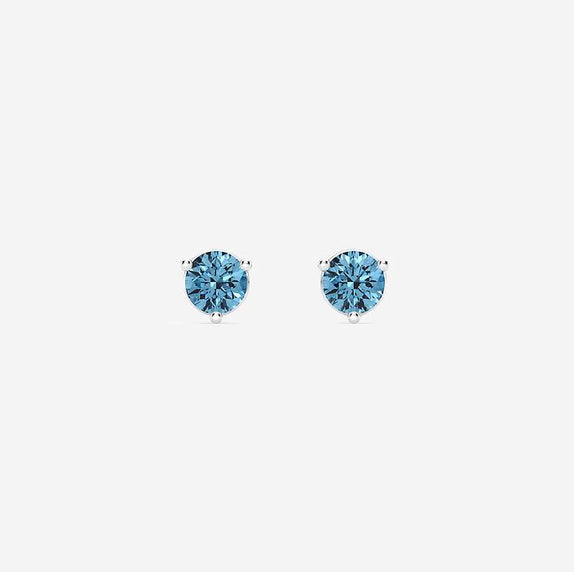 Fancy Blue Stud Earring in Silver