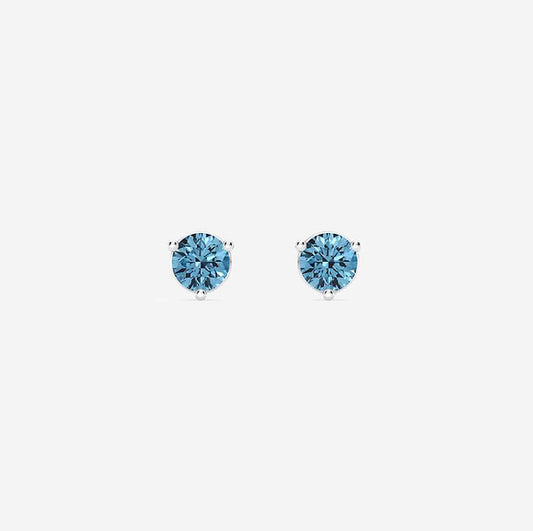 Fancy Blue Stud Earring in Silver