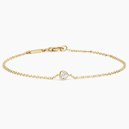 Heart Diamond Bezel Bracelet in 14K Yellow Gold