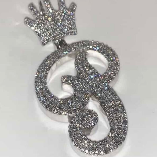 Custom Diamond Letter Pendant w/ Custom Crown