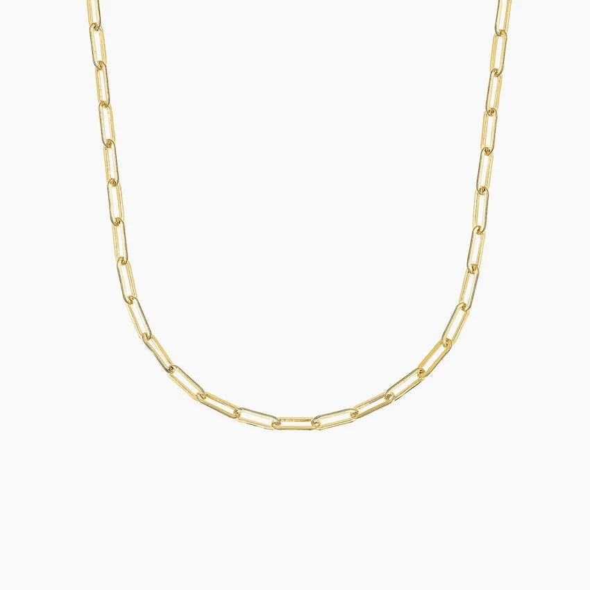 Lightweight Paperclip Chain Necklace (Small) in 14K Gold