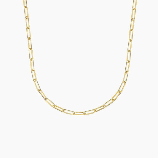 Lightweight Paperclip Chain Necklace (Small) in 14K Gold
