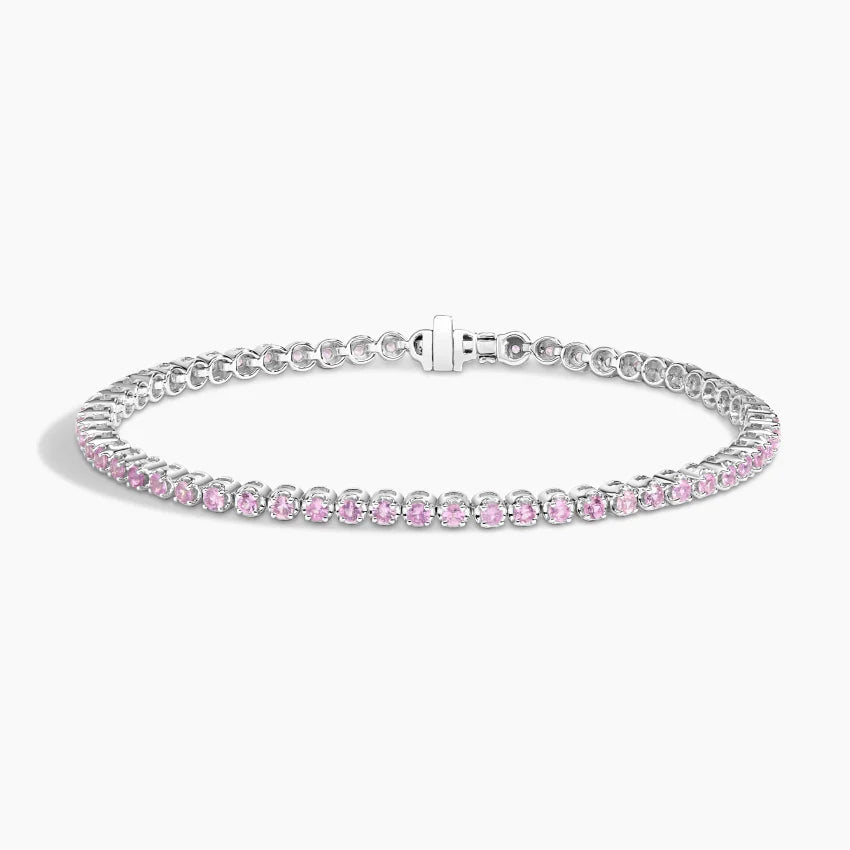 Pink Sapphire Tennis Bracelet in 14K Gold