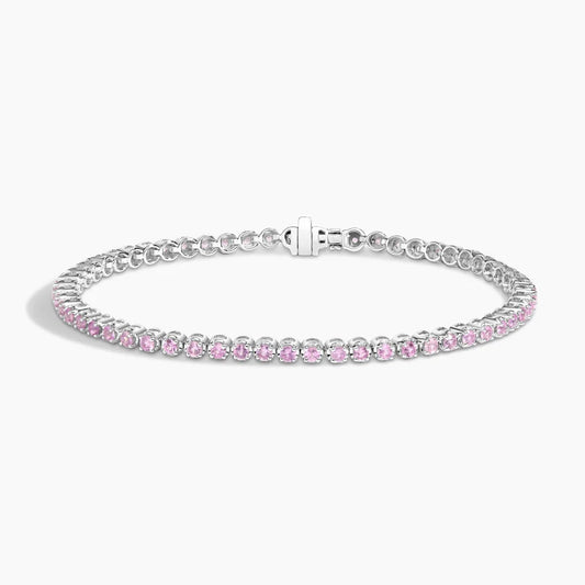 Pink Sapphire Tennis Bracelet in 14K Gold