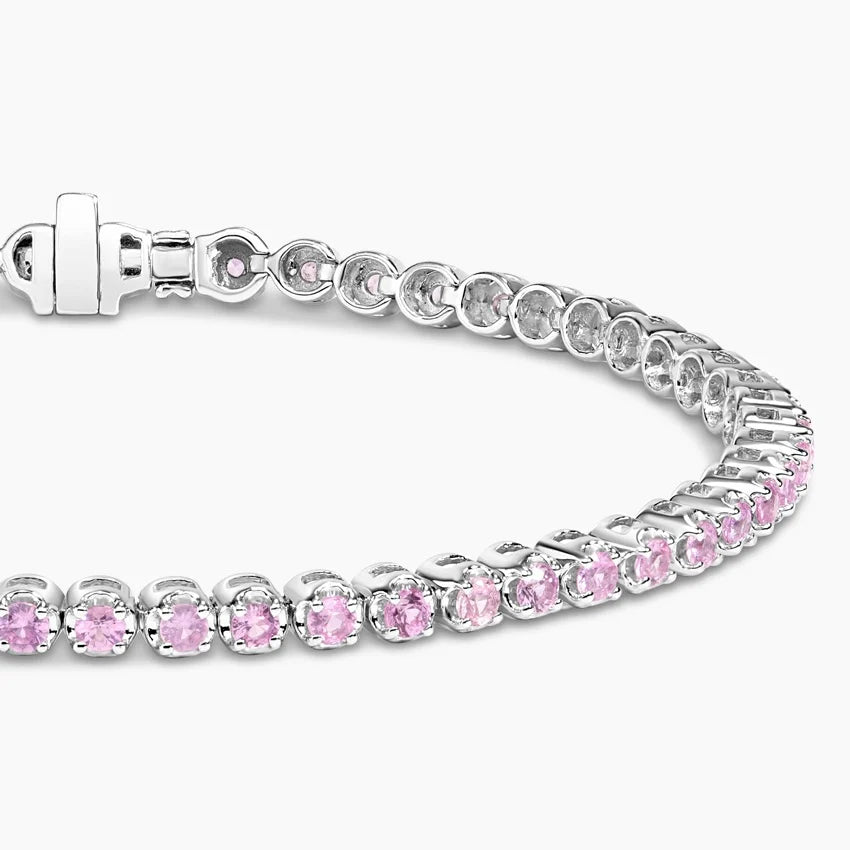 Pink Sapphire Tennis Bracelet in 14K Gold