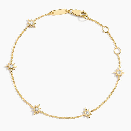 Starburst Diamond Station Bracelet in 14K Gold