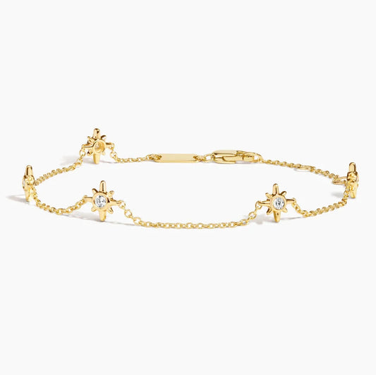 Starburst Diamond Station Bracelet in 14K Gold