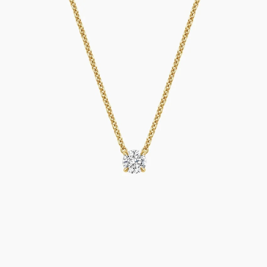 Solitaire Diamond Pendant in 14K Gold