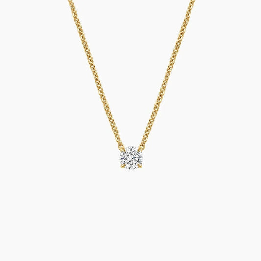 Solitaire Diamond Pendant in 14K Gold