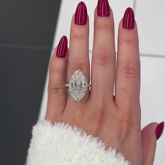 8.0 Ctw Marquise-Cut Diamond Halo Ring in 14K Gold