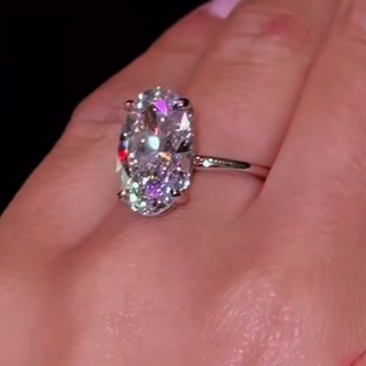 5.0 Ctw Elongated Oval-Cut Solitaire Diamond Ring in 14K Gold