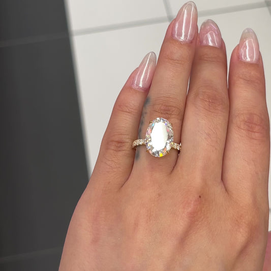 7.5 Ctw Oval-Cut Diamond Ring in 14K Gold
