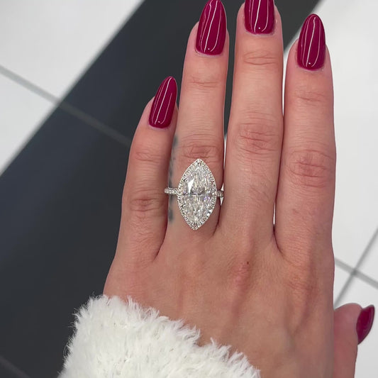 6.0 Ctw Marquise-Cut Diamond Halo Ring in 14K Gold