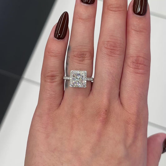 3.0 Ctw Princess-Cut Diamond Halo Ring in 14K Gold