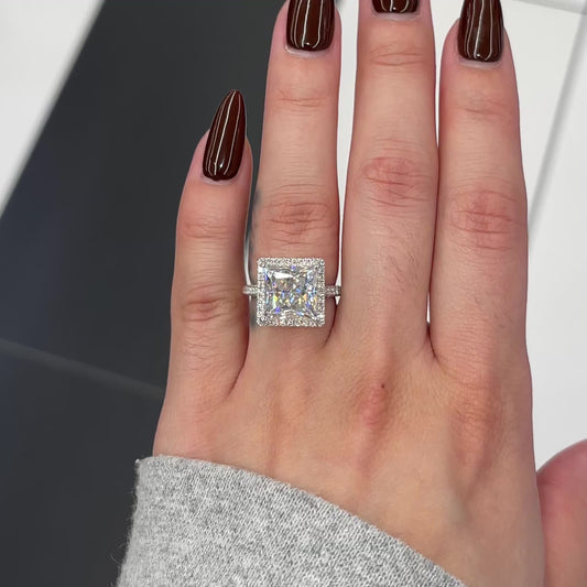 6.0 Ctw Princess-Cut Diamond Halo Ring in 14K Gold