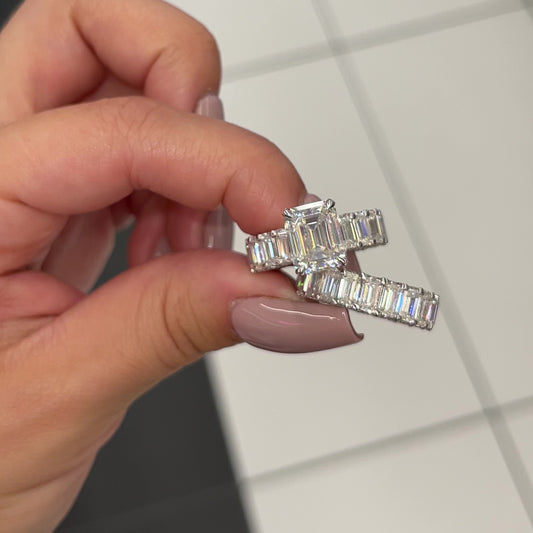 9.0 Ctw Emerald-Cut Eternity Diamond Ring in 14K Gold