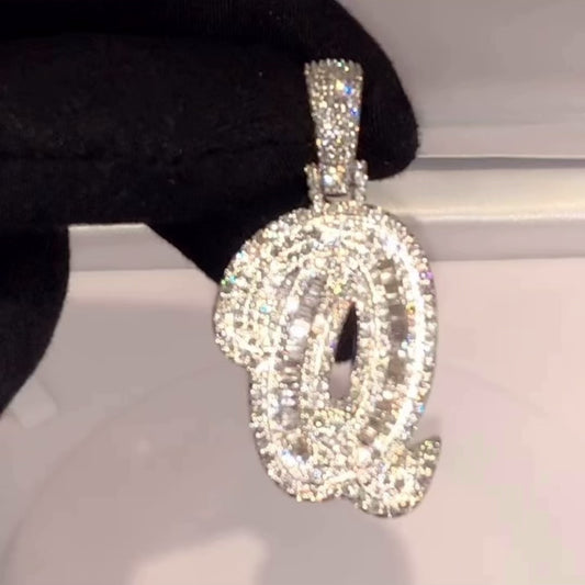 Diamond Baguette Letter Pendant