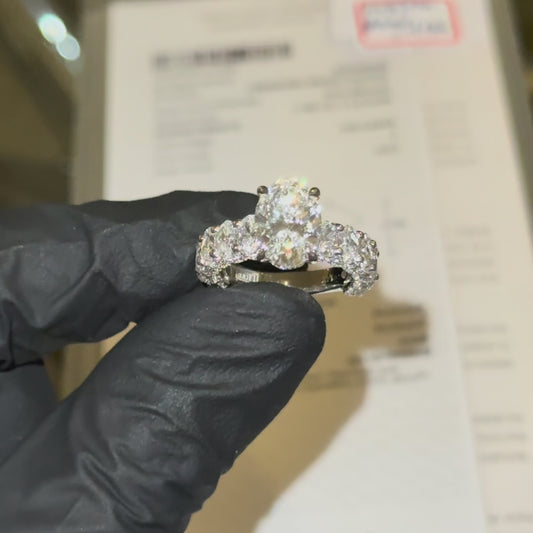 6.65 Ctw Oval-Cut Eternity Diamond Ring in 14K Gold