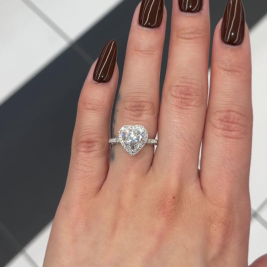 3.0 Ctw Heart-Cut Halo Diamond Ring in 14K Gold